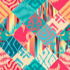 Leinwandbilder - Quilting design patchwork pattern with natural khaki colors. Vector pattern.