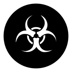 Poster - A biohazard symbol in the center. Isolated white symbol in black circle. Vector illustration on white background
