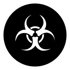 Poster - A biohazard symbol in the center. Isolated white symbol in black circle. Illustration on transparent background