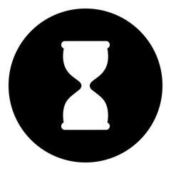 Poster - A hourglass symbol in the center. Isolated white symbol in black circle. Illustration on transparent background
