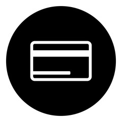 Poster - A credit card symbol in the center. Isolated white symbol in black circle. Illustration on transparent background