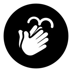 Poster - A washing hands symbol in the center. Isolated white symbol in black circle. Illustration on transparent background
