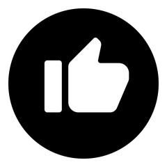 Poster - A thumb up symbol in the center. Isolated white symbol in black circle. Illustration on transparent background