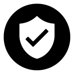 Poster - A protection mark symbol in the center. Isolated white symbol in black circle. Vector illustration on white background
