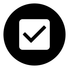 Poster - a checkbox symbol in the center. isolated white symbol in black circle. vector illustration on white