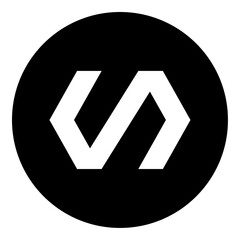 Poster - A polymer symbol in the center. Isolated white symbol in black circle. Vector illustration on white background