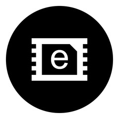 Poster - A eSIM symbol in the center. Isolated white symbol in black circle. Vector illustration on white background
