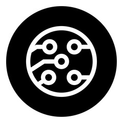 Poster - A electrical board symbol in the center. Isolated white symbol in black circle. Vector illustration on white background
