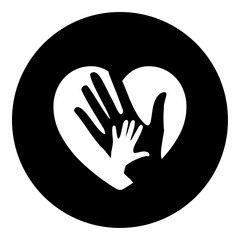 Poster - A mom with baby symbol in the center. Isolated white symbol in black circle. Vector illustration on white background