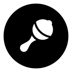 Poster - A baby rattle symbol in the center. Isolated white symbol in black circle. Vector illustration on white background