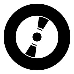Poster - A cd symbol in the center. Isolated white symbol in black circle. Illustration on transparent background