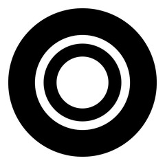 Poster - A radio button symbol in the center. Isolated white symbol in black circle. Illustration on transparent background