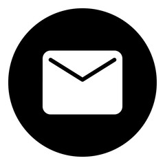 Poster - A email symbol in the center. Isolated white symbol in black circle. Illustration on transparent background