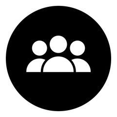 Poster - A people symbol in the center. Isolated white symbol in black circle. Illustration on transparent background