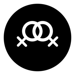 Poster - A lesbian symbol in the center. Isolated white symbol in black circle. Illustration on transparent background