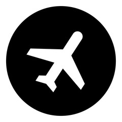 Poster - a plane symbol in the center. isolated white symbol in black circle. vector illustration on white ba