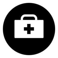 Poster - A first aid symbol in the center. Isolated white symbol in black circle. Illustration on transparent background