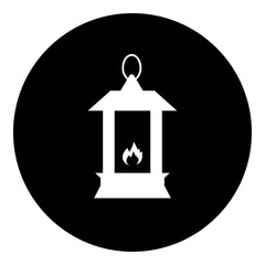 Poster - A Christmas lantern in the center. Isolated white symbol in black circle. Vector illustration on white background