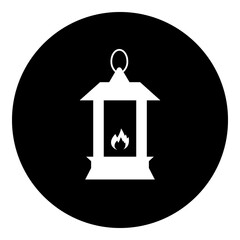 Poster - A Christmas lantern in the center. Isolated white symbol in black circle. Illustration on transparent background