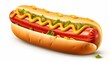  a hot dog with mustard and ketchup on a bun with mustard and ketchup on the side.  generative ai