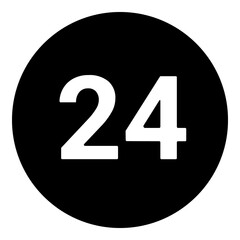 Poster - A around the clock symbol in the center. Isolated white symbol in black circle. Illustration on transparent background