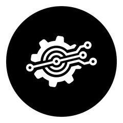 Poster - A digital tech symbol in the center. Isolated white symbol in black circle. Vector illustration on white background