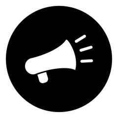 Poster - A megaphone symbol in the center. Isolated white symbol in black circle. Vector illustration on white background