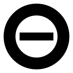 A no entry road sign in the center. Isolated white symbol in black circle. Illustration on transparent background