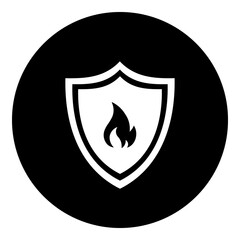 Poster - A fire protection symbol in the center. Isolated white symbol in black circle. Illustration on transparent background