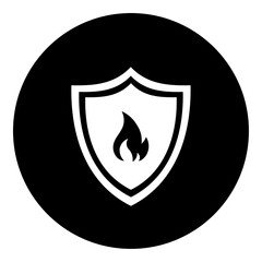 Poster - A fire protection symbol in the center. Isolated white symbol in black circle. Vector illustration on white background