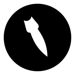 Poster - A falling rocket symbol in the center. Isolated white symbol in black circle. Vector illustration on white background