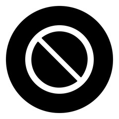 A no parking sign in the center. Isolated white symbol in black circle. Vector illustration on white background