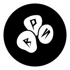 Poster - A divination stones symbol in the center. Isolated white symbol in black circle. Illustration on transparent background