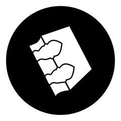 Poster - A magic book symbol in the center. Isolated white symbol in black circle. Vector illustration on white background