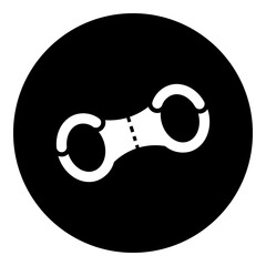 Poster - A handcuffs symbol in the center. Isolated white symbol in black circle. Illustration on transparent background