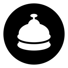 Poster - A reception bell symbol in the center. Isolated white symbol in black circle. Illustration on transparent background