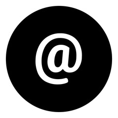 Poster - A at symbol in the center. Isolated white symbol in black circle. Vector illustration on white background