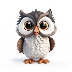 Wall Mural - Cute Cartoon Owl Isolated On a Transparent Background 