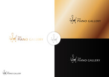 Luxury Piano With Rose Logo Design Concept