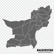 Blank map Balochistan of Pakistan. High quality map Province of  Balochistan with municipalities on transparent background for your web site design, logo, app, UI.  EPS10.