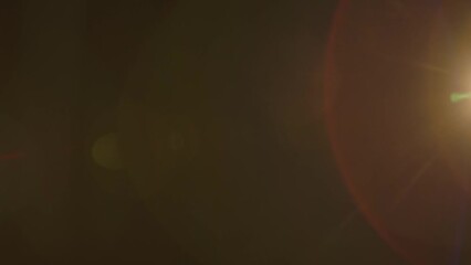 Poster - Real flare lens that is easy to use in blend or overlay modes. The side yellow light shines, creating a colorful reflection of a red and pink halo. Light transition, prism effect, light leakage.