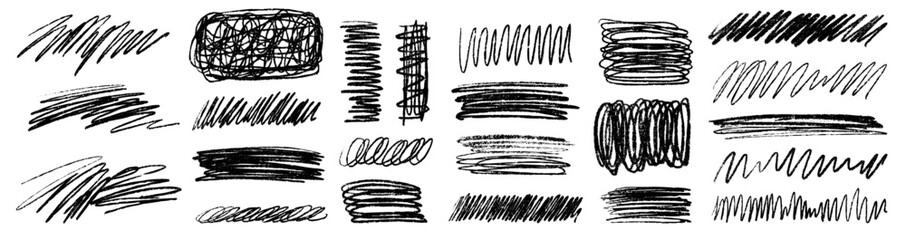Wall Mural - grunge scrawls, charcoal scribbles, rough brush strokes, underlines and circles. bold charcoal freeh