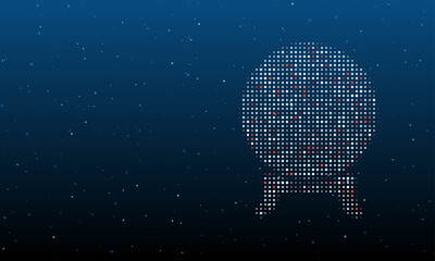 Poster - On the right is the spirit ball symbol filled with white dots. Background pattern from dots and circles of different shades. Vector illustration on blue background with stars