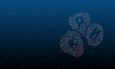 Poster - On the right is the divination stones symbol filled with white dots. Background pattern from dots and circles of different shades. Vector illustration on blue background with stars