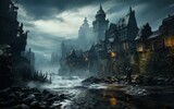 Fototapeta Londyn - a castle from the dark fantasy world