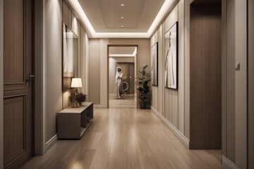 Interior of luxary hallway in chic classic house