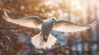 A soft focus image of a bird flying with shallow  AI generated illustration