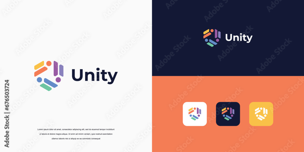 unity logo abstract, logo People and community, Logo for Teams or ...