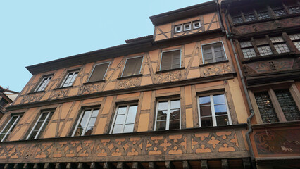 Wall Mural - Historic wooden facade in downtown of Strasbourg, France,