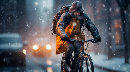 man riding bicycle in city